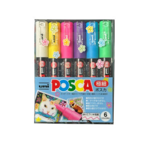 uni posca marker 6 colours PC-1M hongkong 香港 pen 包括：紫，粉紅，黃，黃綠，天藍，白